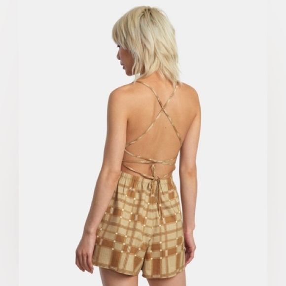 🔆RVCA🔆 SATURDAY ROMPER cute adjustable, comfortable shorts retro - Picture 6 of 14